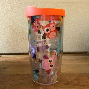 Like New Tervis 16 oz Owl Tumbler with Orange Travel Lid